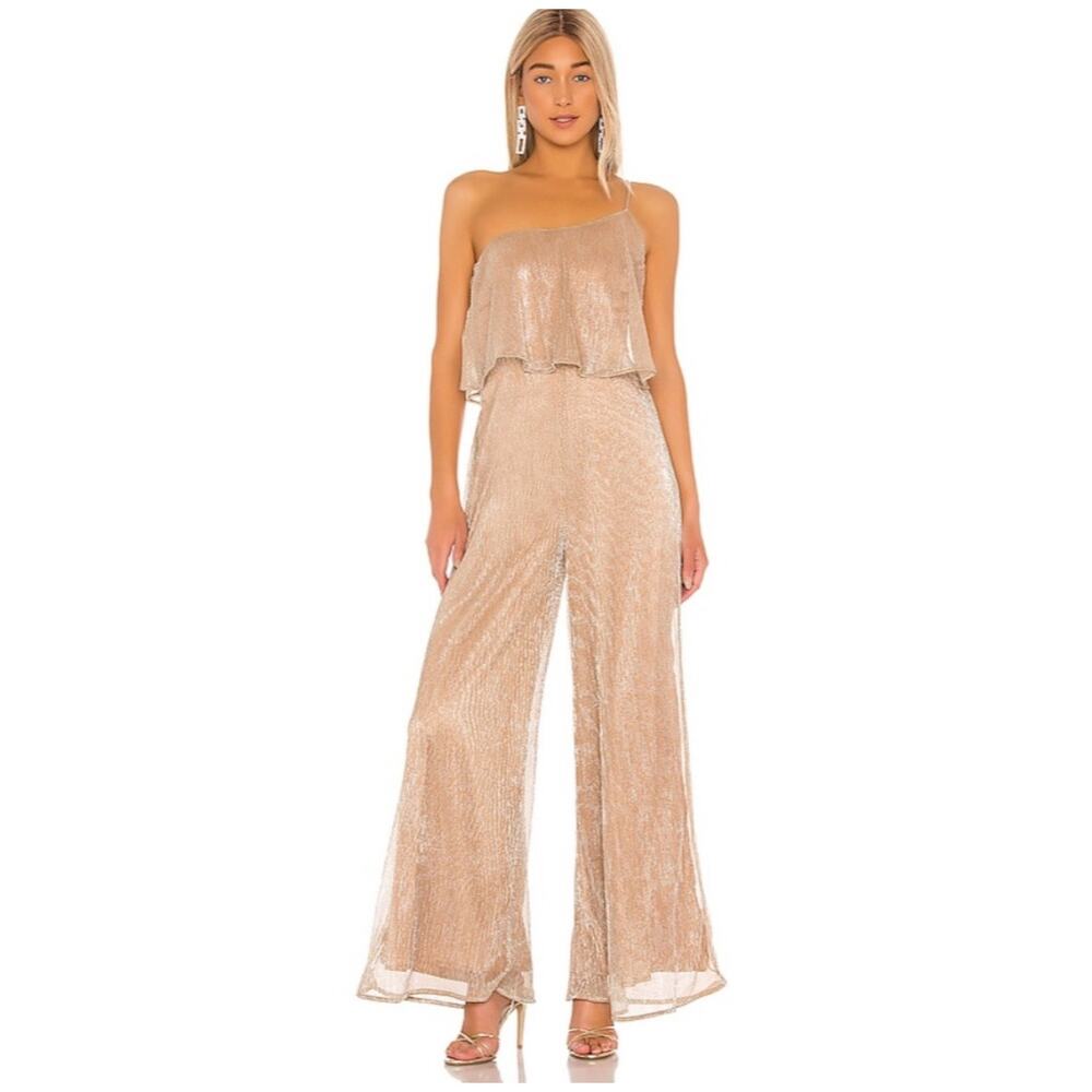 NBD Blazar Jumpsuit Nude Lurex Metallic Sleeveless Size‎ S Party Evening Glam